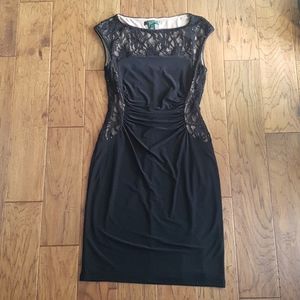 Lauren Ralph Lauren Black Lace Sequin Dress Size 6
